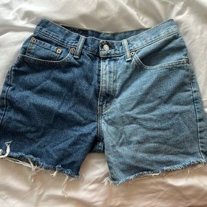 Split color Levi Jean Shorts